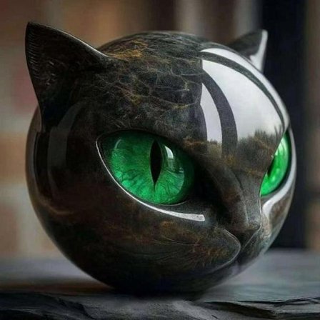 Svart Katt Sten Skulptur Handgjord Kristall Healing Staty Katthuvud Sten Staty Skrivbordsdekoration För Kattälskare