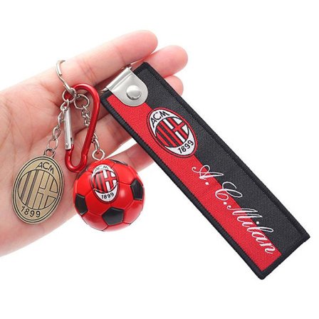 Fotbollslag logotyp väska berlock nyckelring AC boll + tagg + rep set