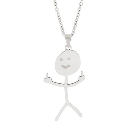 Sølv Smiley-finger halskæde, sjov graffiti halskæde, Match-finger vedhæng, gestus halskæde, Smiley-vedhæng, halskæde til venner