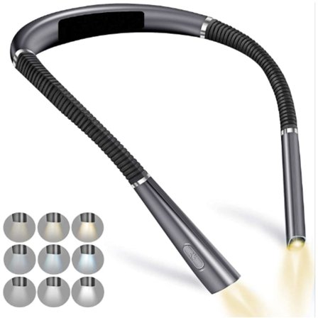 Ladeskjorteliste for lesing, lampe for lesing i sengen, 3 farger, 9 lysstyrkenivåer, sammenleggbare armer, lang levetid, perfekt for lesing