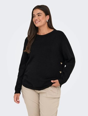 ONLY Carmakoma Carmargaretha Ls Button Pullover Knt - Black - 50-52