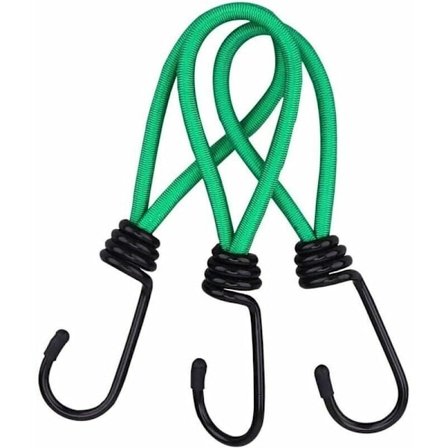 16 stk. elastiksnor med kroge, teltelastikkrog, campingteltkrog, gummielastikrem, til camping, presenninger, markiser, telte - Grøn