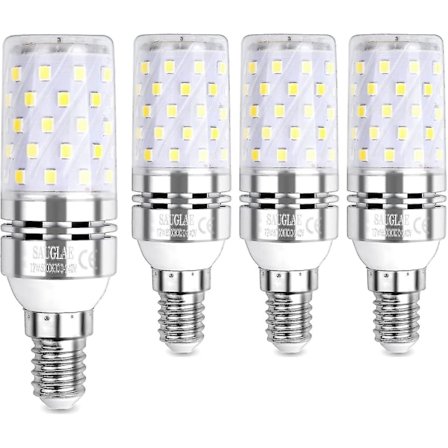 LED Majslys Pære 12W, 100W Ækvivalent Glødepærer, E14, 6000K Kold Hvid, 1200lm, Pakke med 4