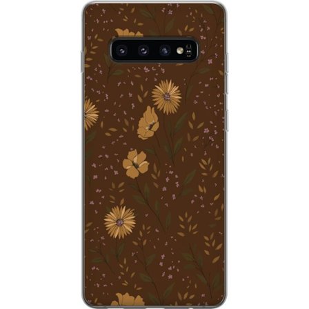 Kompatibelt Mobilskal till Samsung Samsung Galaxy S10 Bruna blommor retro blommönster blommig design 70-tals vintagestil mönster bohemisk tapetinspi