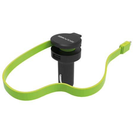 REALPOWER Car Charger M - integrated MicroUSB Cable + 1x USB