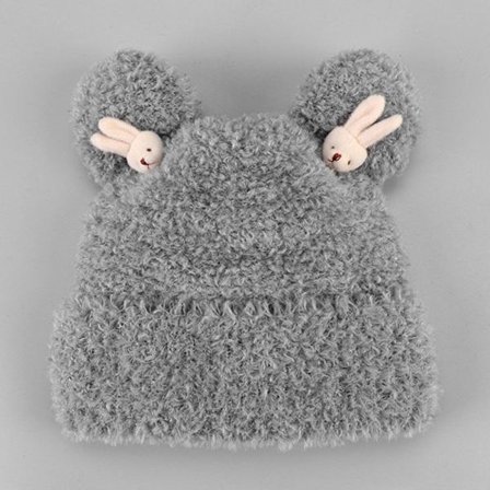 Mössa i fuskpäls mössa Stickad cap GRÅ