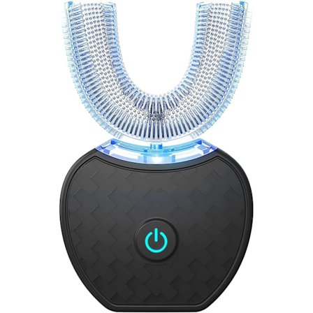 Electric Toothbrush Adults - Ultrasonic U-shaped Toothbrushes - 360 Mouth Cleansing - Wireless Charging & Led Light - (black) Certified(white)