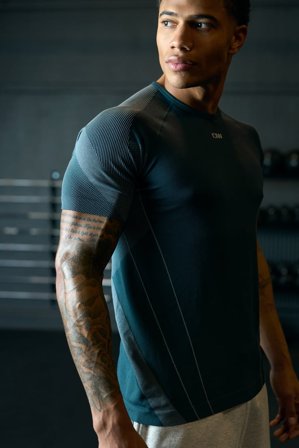 ICANIWILL - Sculpt Seamless T-Shirt M Dark Dusty Teal - Herre - ICIW