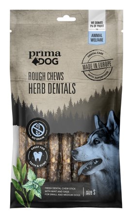 PrimaDog Prima Dog Rough Chews Dental Mint/Sage purutikku, 12 cm