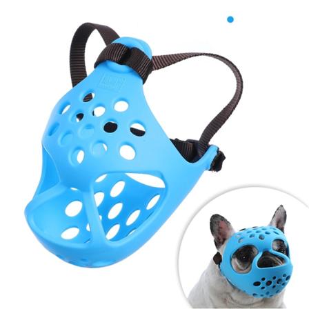 Kort Snute Hunde Munnkurv, Myk Silikon Flat Faced Munnkurv for Anti-Biting Bjeffing Pustende Kjæledyr Munn Deksel for Små Mellomstore Hunder,- Blå-M