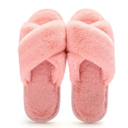 Dames tøfler i kunstig pels, varme flip-flops, hjemmesko med åpne tær, passer for jenter 40-41