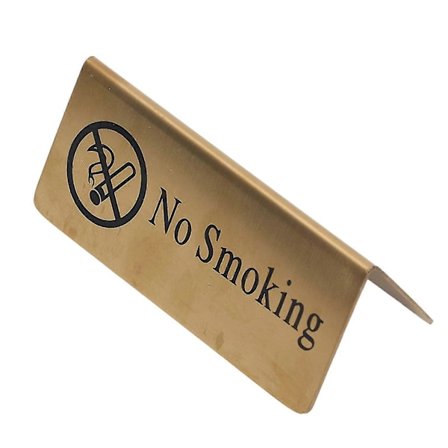 Metal Bordplade Skilt Stærkt Rustfrit Stål Dobbeltsidet Pladsbesparende Guld Bordpladeskilt Til Fest Bryllup Hotel Rygning Forbudt