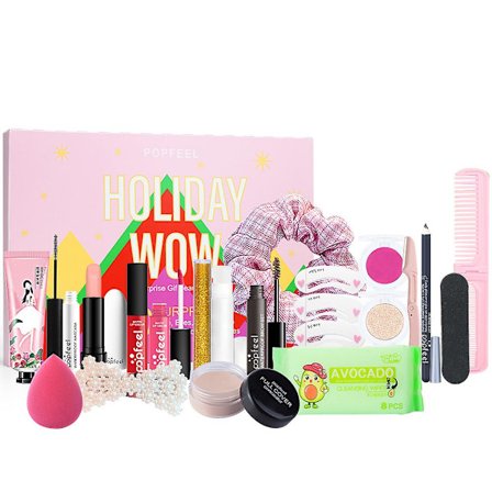 Julekosmetik Adventskalender Xmas Countdown Makeup Surprise Blind Box, Inkluder Lip Gloss, Blush, Eyebrow Kit Party Gift