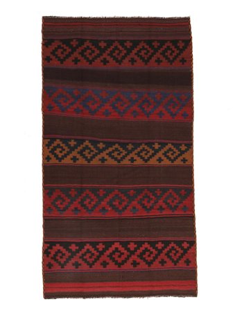 Afghan Vintage Kelim Teppich 170X320 Schwarz/Dunkelrot Wolle, Afghanistan