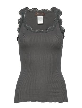 Silk Top W/ Lace T-shirts & Tops Sleeveless Svart Rosemunde*Betinget Tilbud