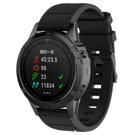 Silikone Rem Garmin Fenix 5/5 Plus Sort