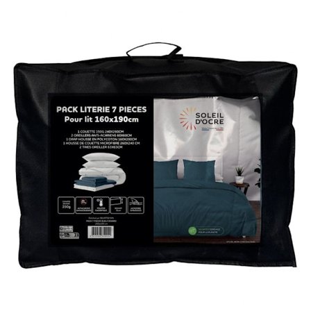 BOHEME ankblått 7-delat täcke och sängset för 160x200 cm säng, av Soleil d'ocre