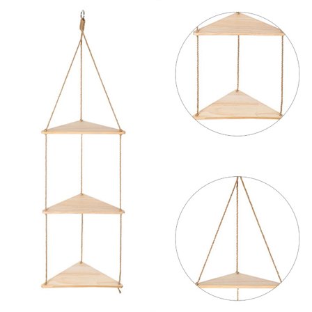 Makrame Vegghylle 3 Nivåer Håndlaget Vevd Flytende Hylle Organizer