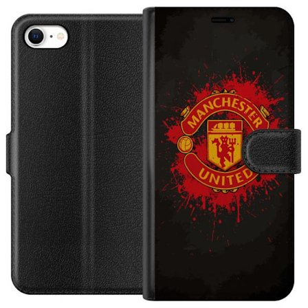 Kompatibelt Lommeboketui til Apple Apple iPhone 6 Manchester United logo i rød og gul farge med røff sportslig bakgrunn