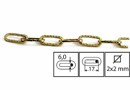 HABO KJETTING I STÅL 400-1 MESSING 2M