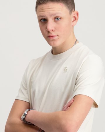 Abercrombie AFBSHORT SLEEVE ESSENTIAL TEE Beige T-shirts Garçon - Kids Brand Store