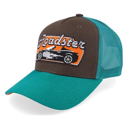 Iconic - Roadster Car Big Patch Brown/Teal/Orange A-frame Trucker Trucker Brown Cap - @ Hatstore