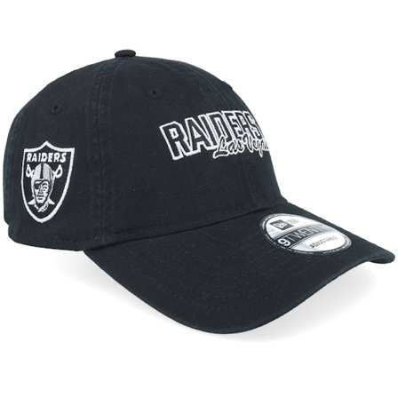 New Era - Las Vegas Raiders NFL Script 9TWENTY Black Dad Cap Unconstructed Black Cap - NFL @ Hatstore