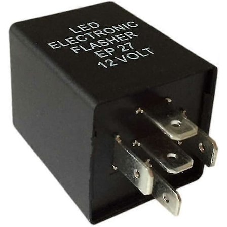 Justerbart 5-benet LED elektronisk blinkrelæ Blinklysrelæ til bil og motorcykel sort 1 stk. (WS)