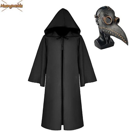 Plague Doctor Reaper Kids Cosplay Carnival Halloween Costume For Kids Black Death Costume Plague Doctor Mask Steam Punk Mask -a