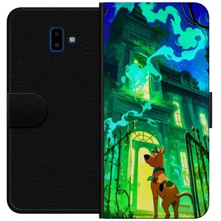 Kompatibelt Plånboksfodral till Samsung Samsung Galaxy J6+ Scooby Doo affisch hemsökt hus tecknad serie mysterium hund retro spöke grön kuslig Hal