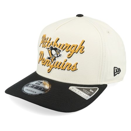 New Era - NHL White snapback Caps - Pittsburgh Penguins 9FIFTY Chainstitch Chrome White/Black A-Frame Adjustable @ Hatstore