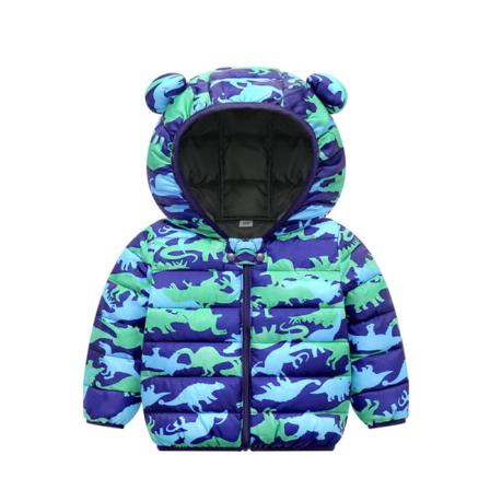 Pojkar Långärmad Hooded Neck Knappar Cardigan Zip Puffer Coat