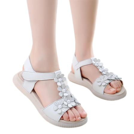 Flickor Med Öppen Tå Platta Sandaler Ankelband Klänning Sandal