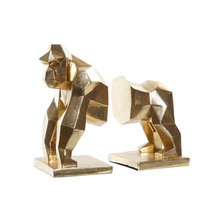 Könyvtámasz DKD Home Decor Gyllene Harts Kolonial Gorilla 14 x 12,5 x 24 cm
