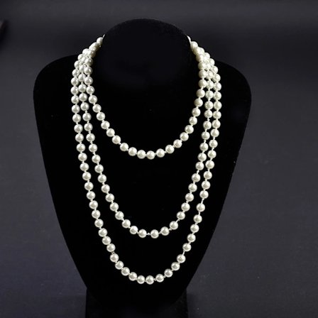 Imitasjonsperlekjede, langt, 150 cm, trendy stil, lang, falsk perle