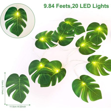 LED-ljusslinga 2 m löv ljusdekoration 10 LED-ljusslinga med gröna löv