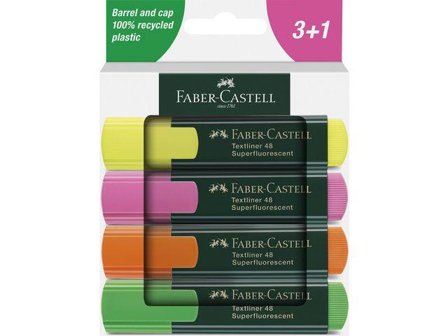 FABER-CASTELL Highlighter Textliner 48 - Assorted Colours (Pack 4) - 254844