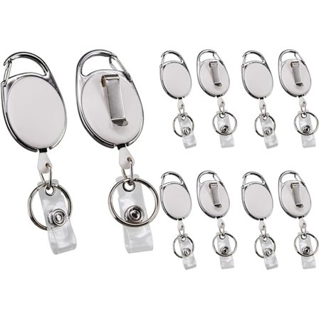 10-pakks uttrekkbar navneskilt-holder med klips, ID-klips, I DXGHC