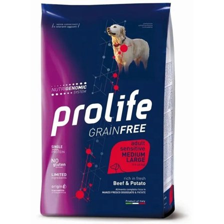 Prolife Dog Grain Free Sensitive Beef & Potato Cibo Secco Per