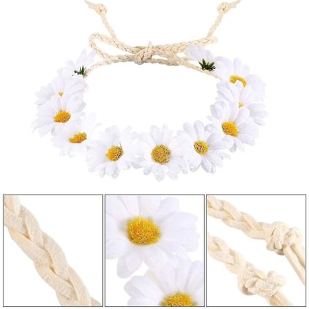 3 delar Hippie Kostym Set med Rainbow Peace Sign Halsband, Flower Crown Pannband & Hippie Solglasögon