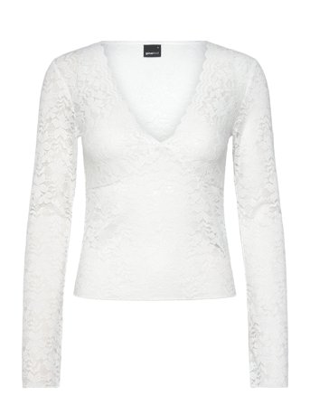 Gina Tricot Lace Top - White - XL