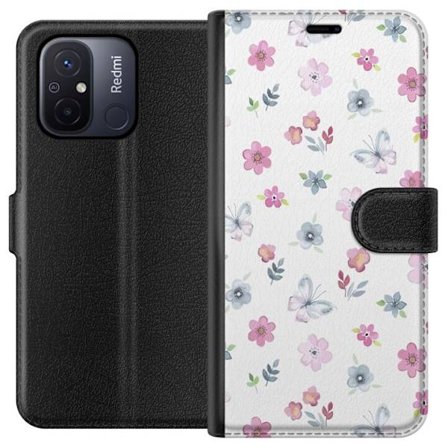 Plånboksfodral till Xiaomi Redmi 12C med Blommor och fjärillar