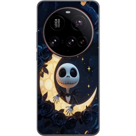 Kompatibel Mobilcover til Xiaomi Xiaomi 15 Ultra Moonlight Skeleton motiv med skeletfigur som sidder på lysende måne mellem stjerner og mørke roser