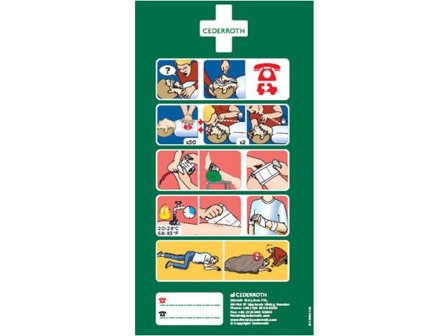 Cederroth Instruktionsetikett för Första Hjälpen självhäftande - Lyreco - Skyddsutrustning - Första Hjälpen - Förband och Refill