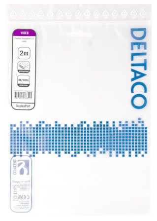 Deltaco DisplayPort DP1.4 Flex cable, 2M, black