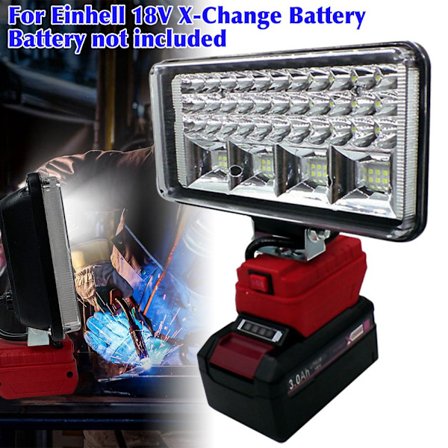 Sladdlös LED-arbetslampa för Einhell 18V X-Change-batteri med 2 USB-laddningsportar