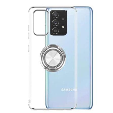 Samsung Galaxy A72 - Silikonskal med Ringhållare Silver