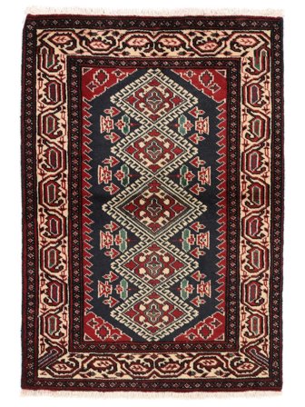 Tappeto Orientale Turkaman 63X90 Nero/Rosso Scuro (Lana, Persia)