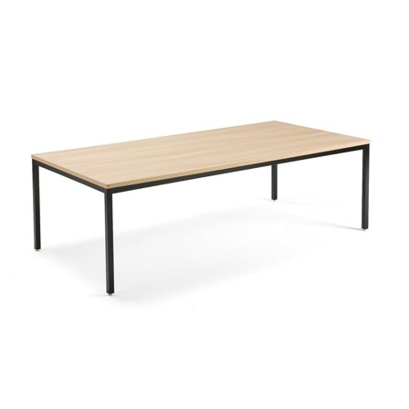 Conference table QBUS, 2400x1200 mm, 4-leg frame, black frame, oak