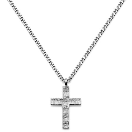 Rustic | Collar con cruz de estilo rústico de plata de ley 925 para hombres - Collares de cadena